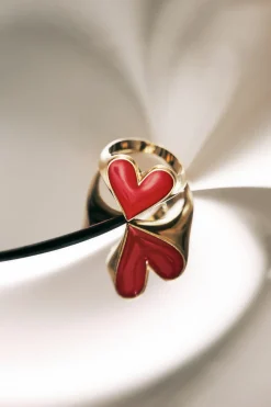 Bijoux|Balzac Bague Faustine Dore Coeur Rouge