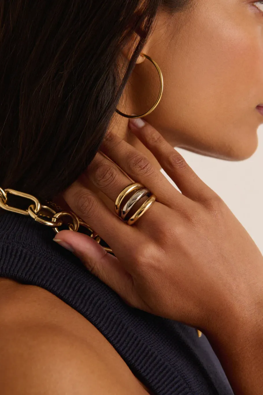 Bijoux|Balzac Bague Irene Bicolore Dore Et Argente