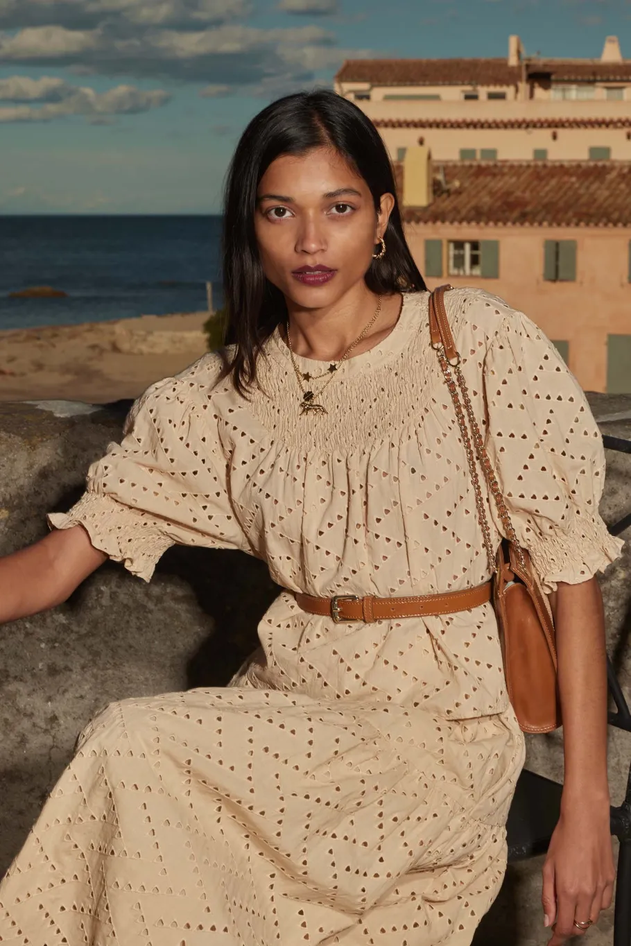 Chemises Et Blouses|Balzac Blouse Amicie Broderie Anglaise Beige