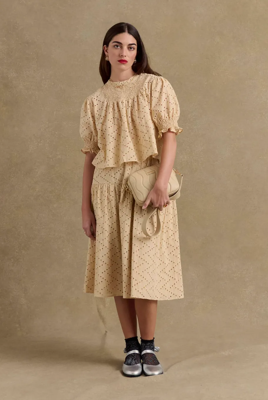 Chemises Et Blouses|Balzac Blouse Amicie Broderie Anglaise Beige