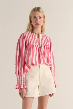 Chemises Et Blouses|Balzac Blouse Ophelie Rayures Rose