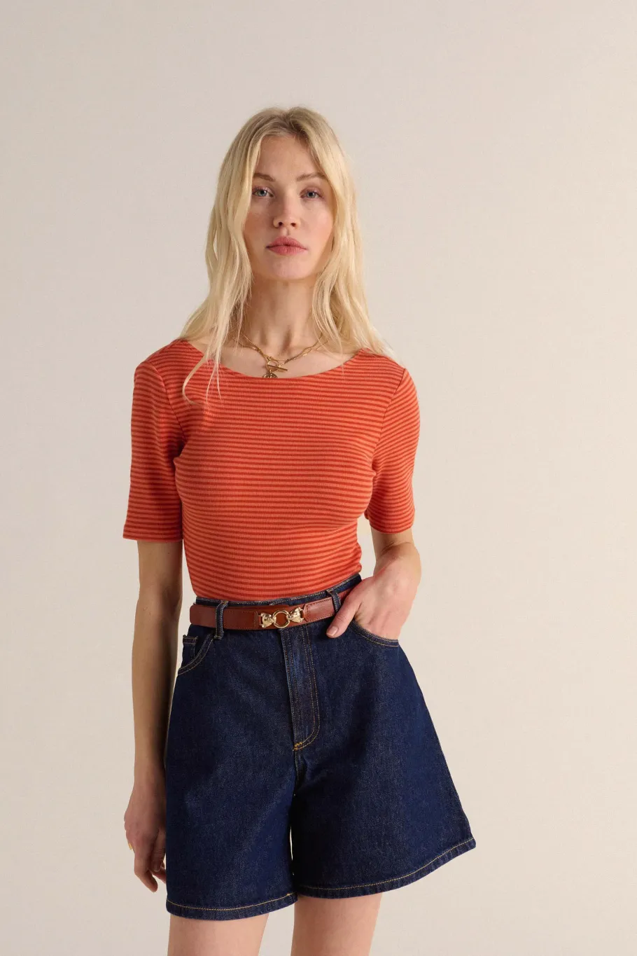 Tee-Shirts Et Bodies|Balzac Body Heureuse Rayures Rouge Et Orange