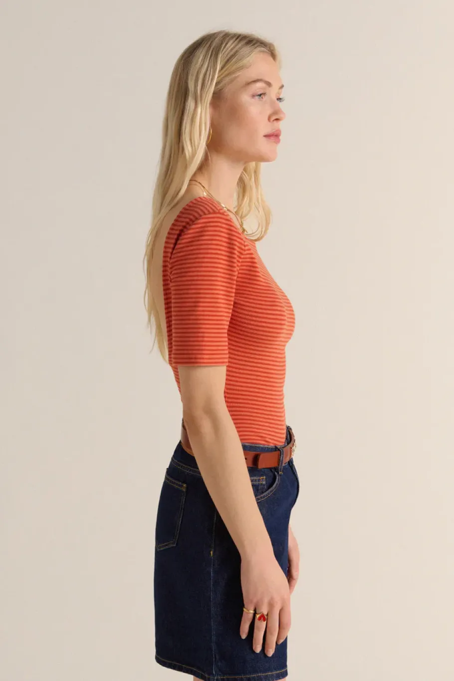 Tee-Shirts Et Bodies|Balzac Body Heureuse Rayures Rouge Et Orange
