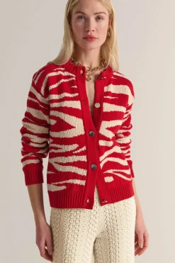 Pulls Et Cardigans|Balzac Cardigan Giboule Rouge Et Ecru