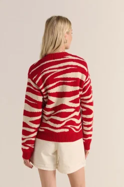 Pulls Et Cardigans|Balzac Cardigan Giboule Rouge Et Ecru