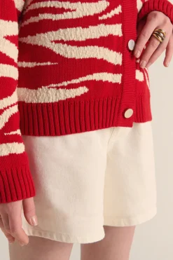 Pulls Et Cardigans|Balzac Cardigan Giboule Rouge Et Ecru