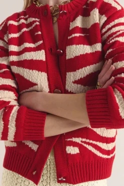 Pulls Et Cardigans|Balzac Cardigan Giboule Rouge Et Ecru