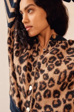 Pulls Et Cardigans|Balzac Cardigan Idole Rayures Bleu Et Leopard