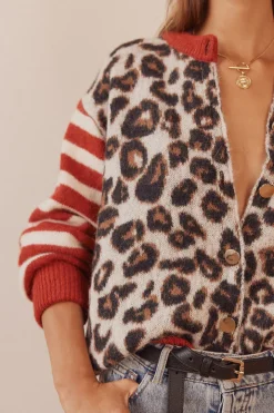 Pulls Et Cardigans|Balzac Cardigan Idole Rouge Et Leopard