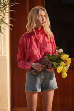 Chemises Et Blouses|Balzac Chemise Leonor Vichy Rose Et Rouge