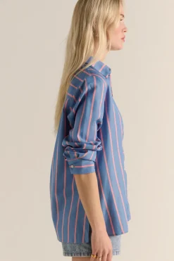 Chemises Et Blouses|Balzac Chemise Liseron Rayures Bleu Et Rose