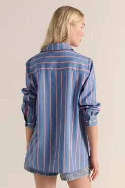 Chemises Et Blouses|Balzac Chemise Liseron Rayures Bleu Et Rose