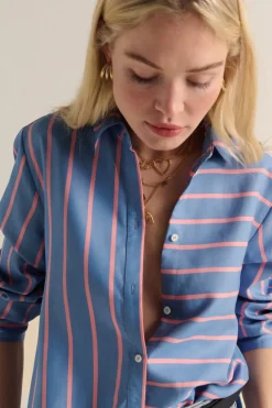 Chemises Et Blouses|Balzac Chemise Liseron Rayures Bleu Et Rose