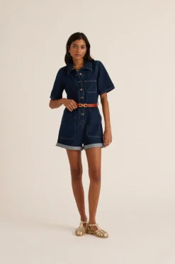 Combinaisons|Balzac Combinaison Floralie Jean Bleu Minuit