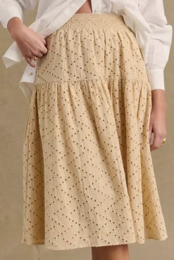 Jupes Et Shorts|Balzac Jupe Gaby Broderie Anglaise Beige