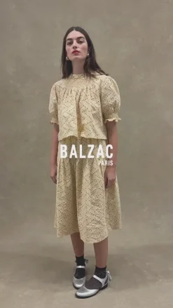 Jupes Et Shorts|Balzac Jupe Gaby Broderie Anglaise Beige