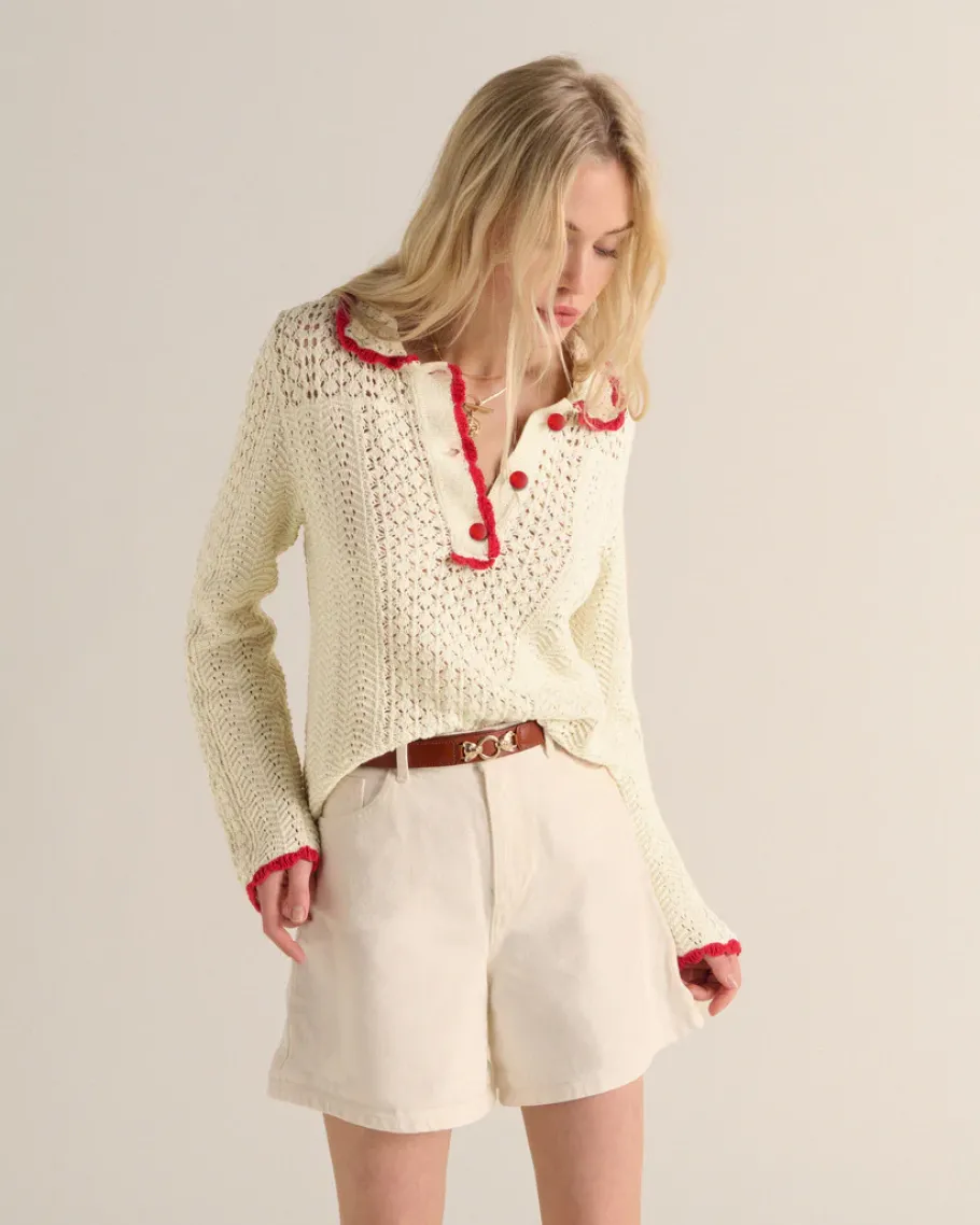 Tee-Shirts Et Bodies|Balzac Polo Gabin Ecru Et Rouge