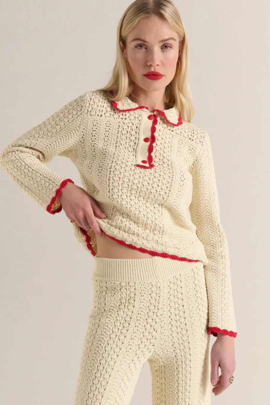 Tee-Shirts Et Bodies|Balzac Polo Gabin Ecru Et Rouge