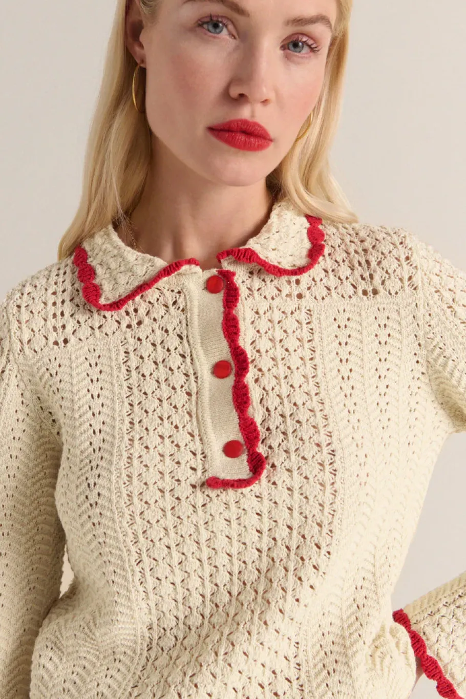 Tee-Shirts Et Bodies|Balzac Polo Gabin Ecru Et Rouge