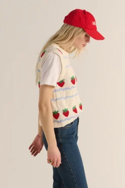 Pulls Et Cardigans|Balzac Pull Priska Ecru Et Fraises Rouges