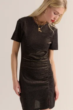 Robes|Balzac Robe Floreal Noir Irise Dore