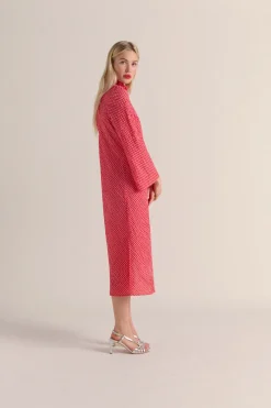 Robes|Balzac Robe Pepite Vichy Rose Et Rouge