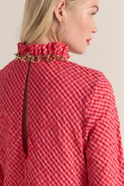 Robes|Balzac Robe Pepite Vichy Rose Et Rouge