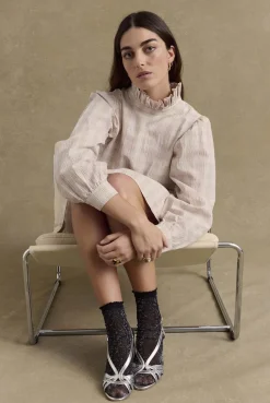 Robes|Balzac Robe Saga Carreaux Beige Et Blanc