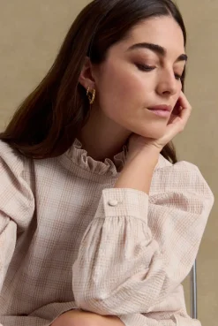 Robes|Balzac Robe Saga Carreaux Beige Et Blanc