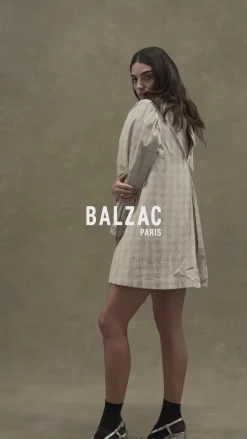 Robes|Balzac Robe Saga Carreaux Beige Et Blanc