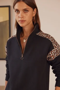 Robes|Balzac Robe Ugolin Noir Et Leopard