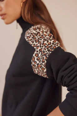 Robes|Balzac Robe Ugolin Noir Et Leopard