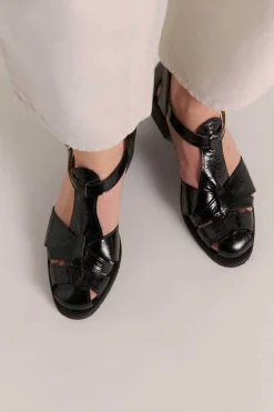 Babies, Sandales Et Escarpins|Balzac Sandales Corsaire Vernis Froisse Noir
