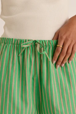Jupes Et Shorts|Balzac Short Lino Rayures Vert Et Orange