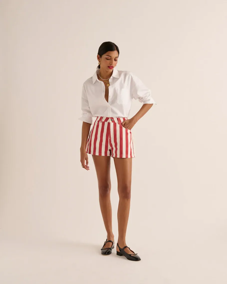 Jupes Et Shorts|Balzac Short Triomphe Rayures Rouge Et Blanc