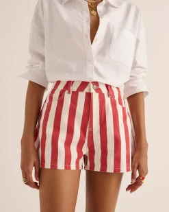 Jupes Et Shorts|Balzac Short Triomphe Rayures Rouge Et Blanc