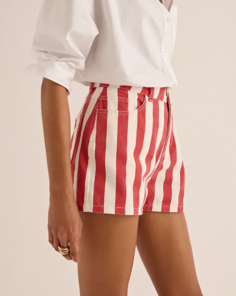 Jupes Et Shorts|Balzac Short Triomphe Rayures Rouge Et Blanc