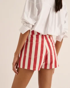 Jupes Et Shorts|Balzac Short Triomphe Rayures Rouge Et Blanc