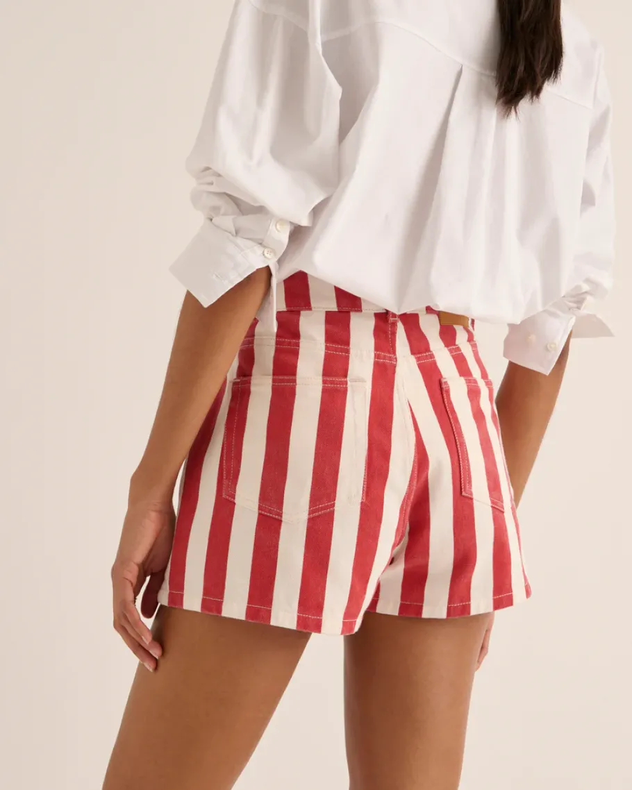 Jupes Et Shorts|Balzac Short Triomphe Rayures Rouge Et Blanc