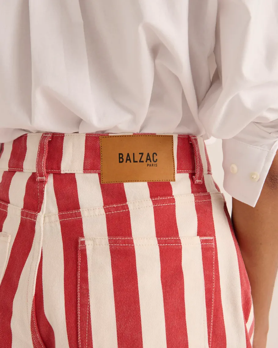 Jupes Et Shorts|Balzac Short Triomphe Rayures Rouge Et Blanc