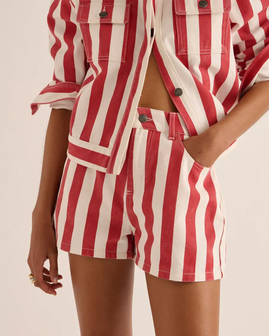 Jupes Et Shorts|Balzac Short Triomphe Rayures Rouge Et Blanc