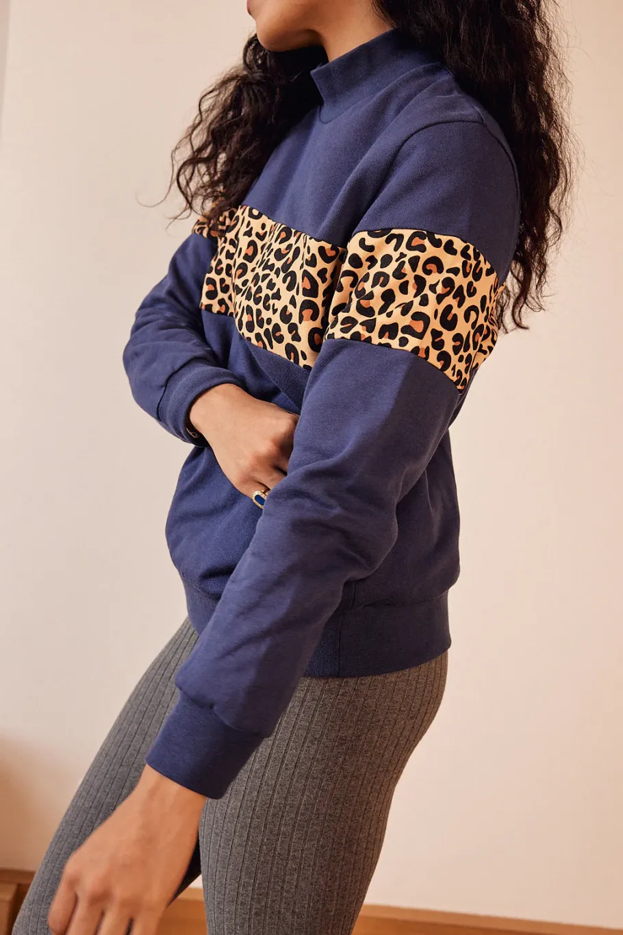 Sweatshirts|Balzac Sweat Anvers Marine Et Leopard