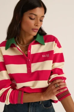Sweatshirts|Balzac Sweat-Shirt Alvar Rayures Rose Et Vert