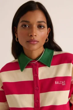 Sweatshirts|Balzac Sweat-Shirt Alvar Rayures Rose Et Vert