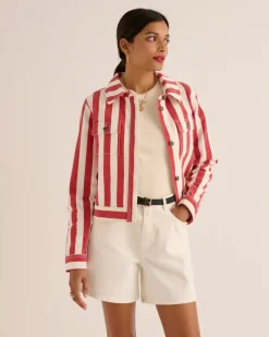 Costumes Et Ensembles|Balzac Veste Philou Rayures Rouge Et Blanc