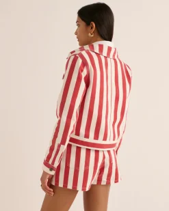 Costumes Et Ensembles|Balzac Veste Philou Rayures Rouge Et Blanc